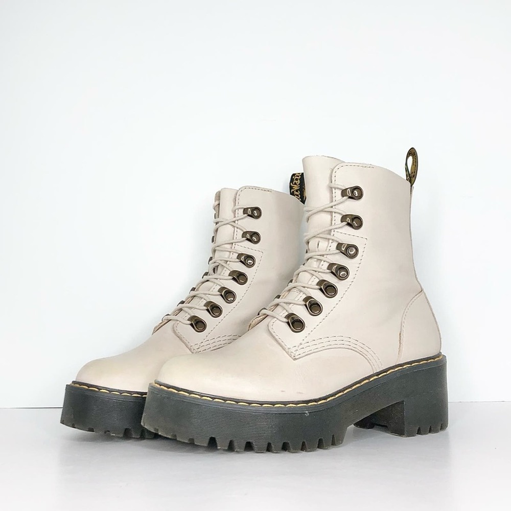 Women's Cream Lace-Up Leona Ankle Boots